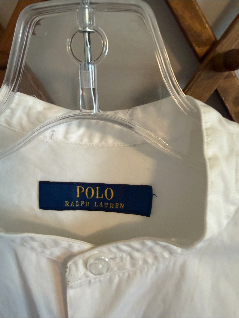 Polo Ralph Lauren White Band Collar Shirtdress White Medium - Picture 2 of 8